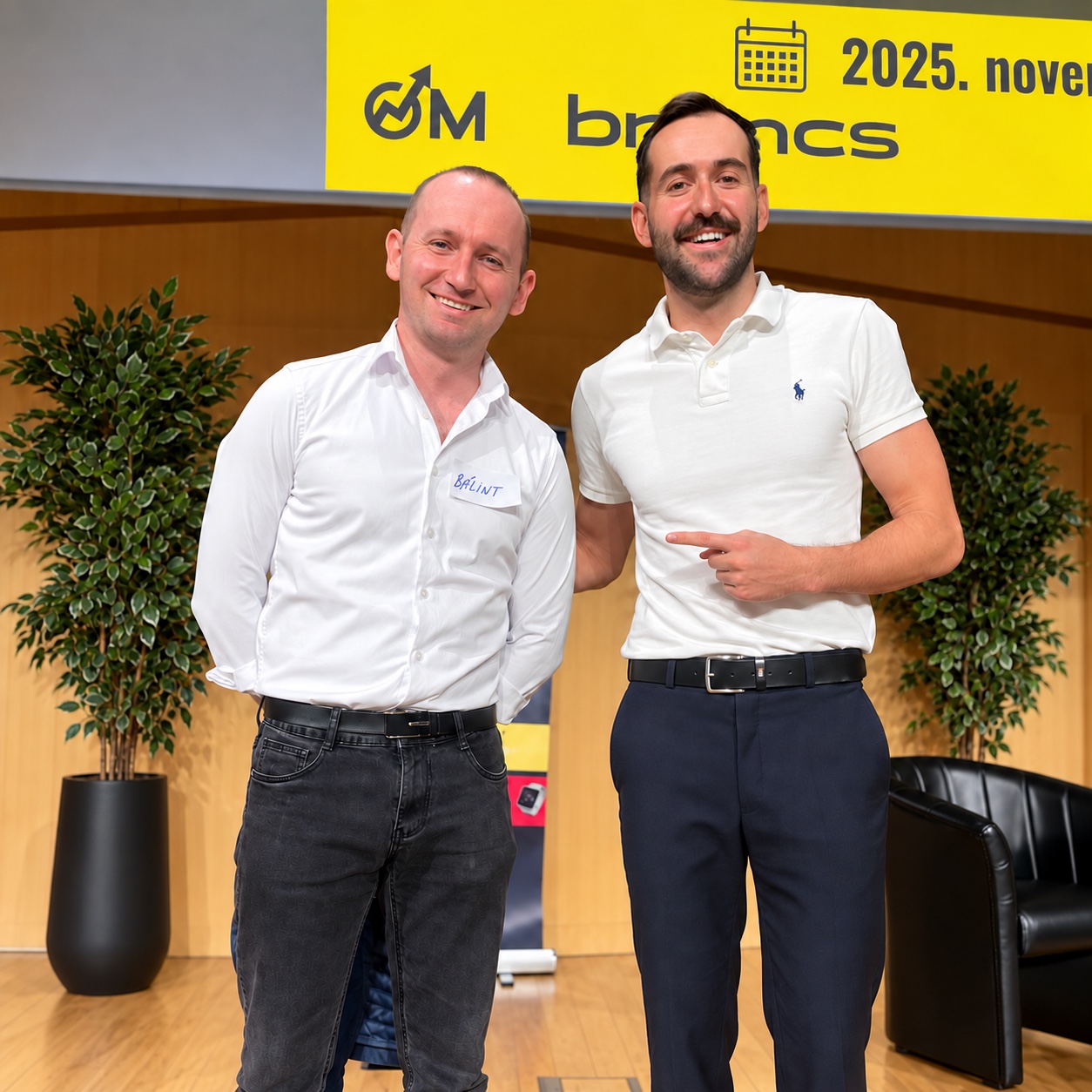 Two attendees at a business event