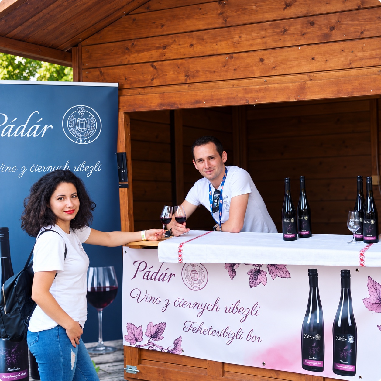 Two people at the Pádár wine stand